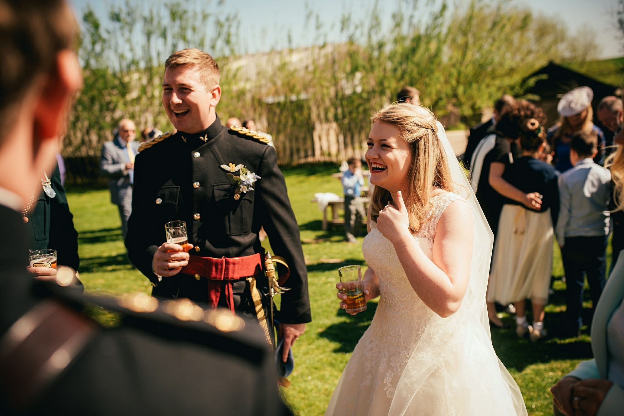 laughing bride and groom 