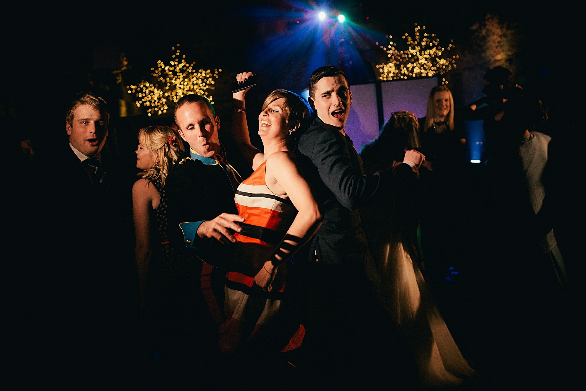 dancing wedding guests
