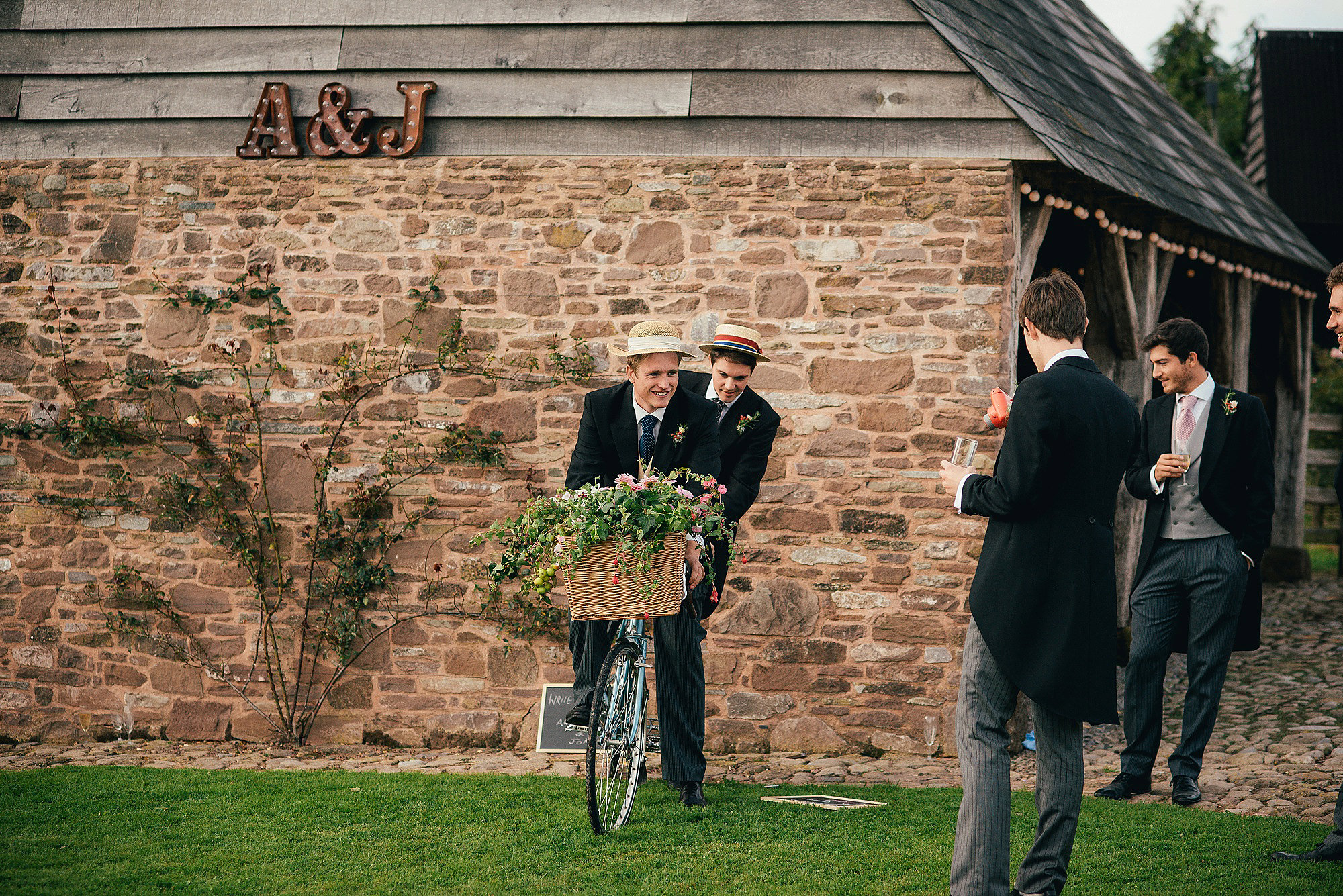 groomsman and tandem bike