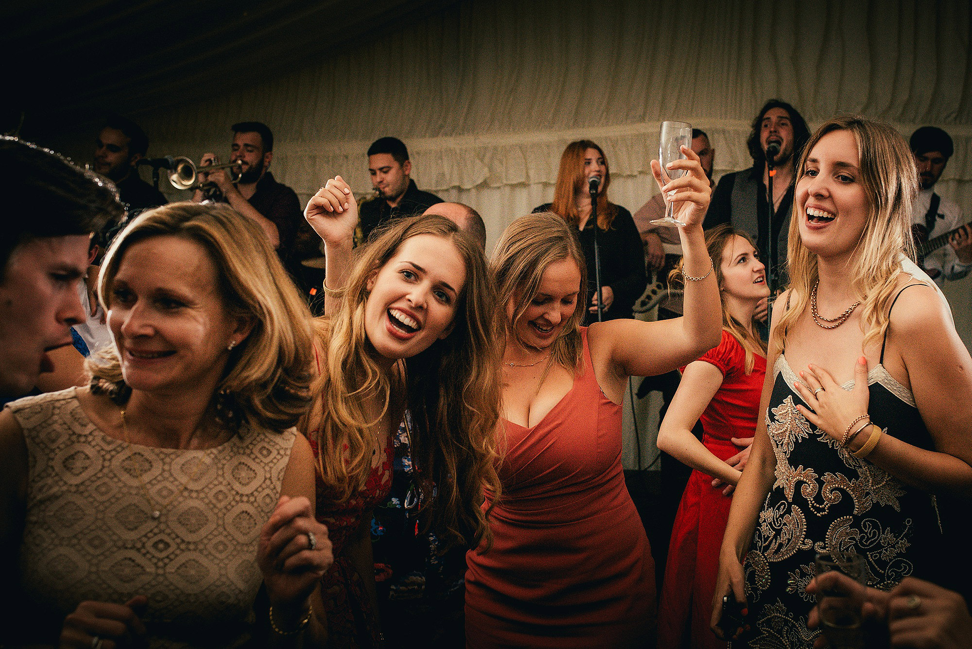 wedding guests on dance floor